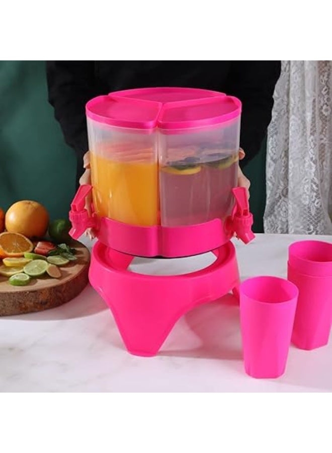 3 in 1 Triple Juice Dispenser with 3 Cups 2 Liter Capacity Each Tank High Quality Plastic Beverage Dispenser with Strong Base and Individual Taps for Parties and Home Use - Image 1